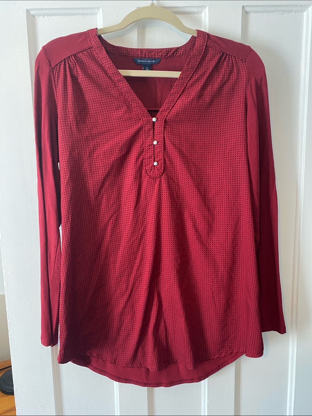 Tommy Hilfiger Burgundy Long-Sleeve V-Neck Tunic